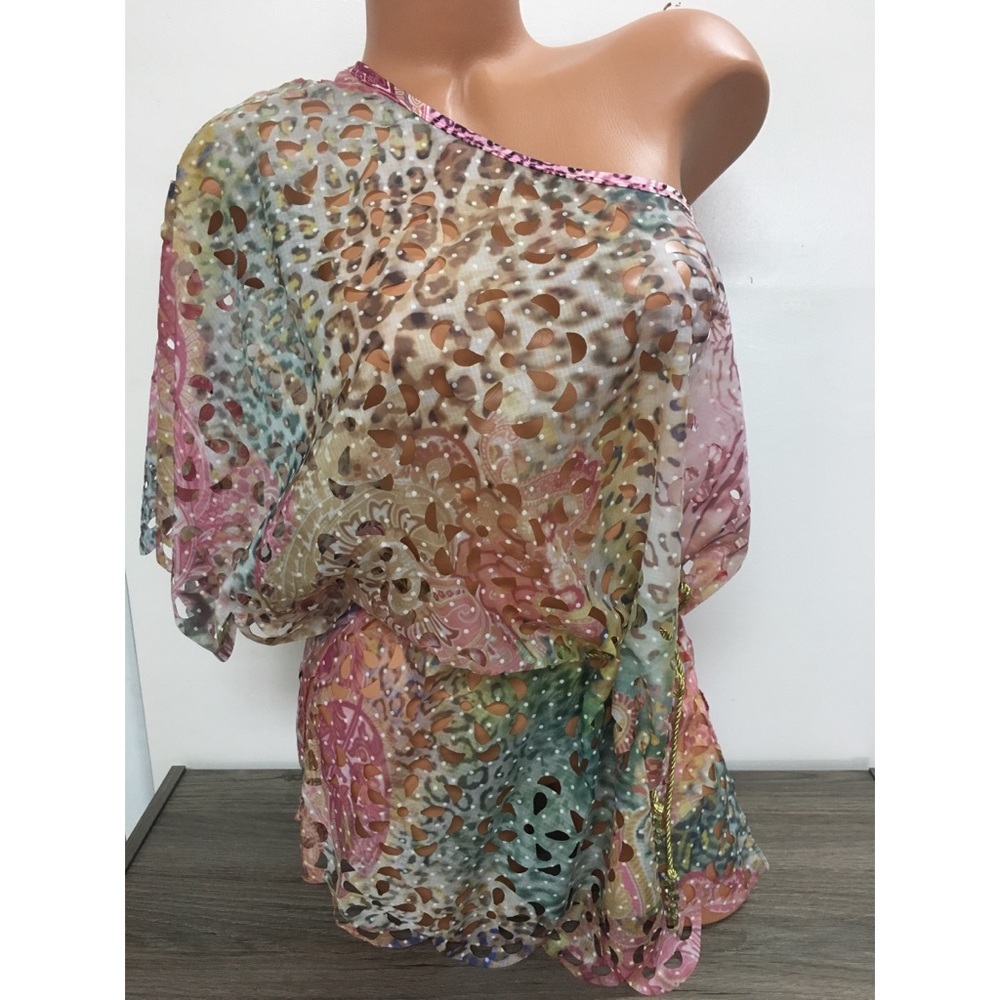 Swim coverup Summer top. Leopard print